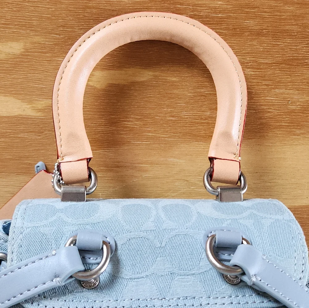 Coach Riya 21 Washed Denim Backpack - Picture 12 of 15
